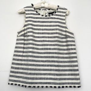Banana Republic Blue and Off White Fringe Sleeveless Shell, Size S